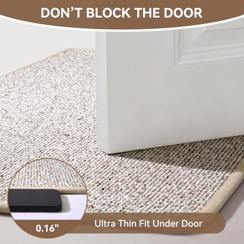 Non Slip Bathroom Rugs Washable, Rubber Backing Bath Mat, Absorbent Quick Dry Floor Mats for Bathroom, Outside Shower and Sink, Thin Bath Rugs Fits Under Door, 20”x31”, Brown - color: Light Brown, size: 20"x31"