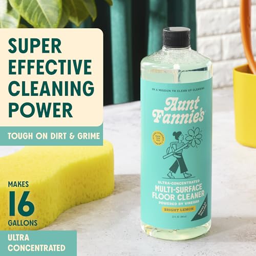 Aunt Fannie's Ultra Concentrated Floor Cleaner Vinegar Wash, Multi-Surface Solution For Mopping, Makes 16 Gallons, Bright Lemon Scent, 32 oz. (Pack of 3) - size: 32 Fl Oz (Pack of 3)