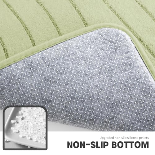 YIHOUSE Green Bathroom Rug Set 2 Pieces, Soft Non Slip Memory Foam Bath Mats, Extra Thick, Machine Washable - color: Green-2, size: 2 PC