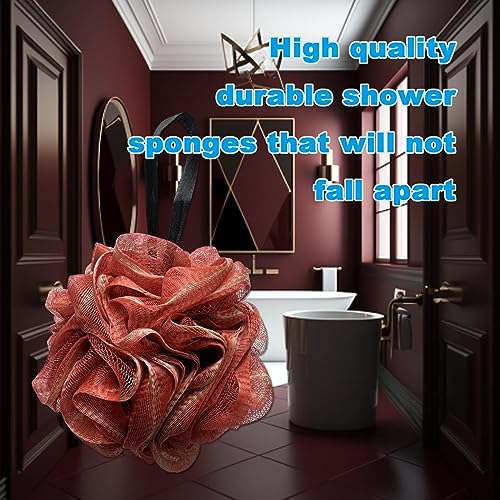 Large Exfoliating Loofah Puff Loufas Lofa Sponges Shower Loufah, Loafas Shower Scrubby Bath Pouf Sponge for Body - WineRed 50g - style: Style 6