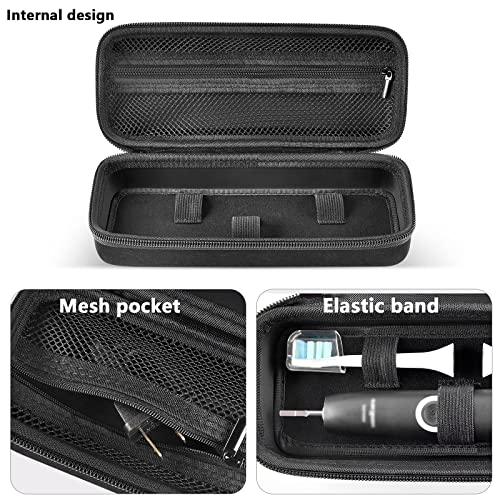 Comecase Toothbrush Travel Case for Oral-B/Sonicare with Mesh Pocket-Black | Accessories Mesh Pocket for Toothpaste&Charger, for Oral-B Pro 1000 2000 3000 3500 1500, for Sonicare 4100 5100, Bag Only - color: Black, size: Regular Size