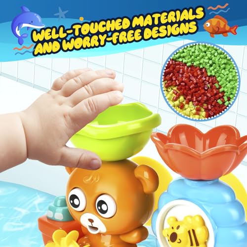 Baby Bath Toys Toddlers 1-3 Bear Kids Bath Tub Toys with 2 Turtle Swimming Wind up Water Toys & 3 Floating Boat Bathtub Toys for Infants Boys Girls 18+ Months Gifts Box Set - style: Turtles and bear