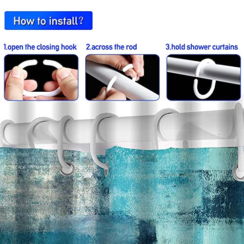 Lnond 4Pcs Bathroom Shower Curtain Sets with Rugs,Turquoise Abstract Painting Bathroom Sets with Shower Curtain and Rugs and Accessories - color: Teal-01