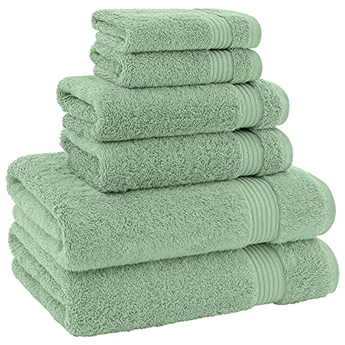 American Bath Towels 100% Cotton 6 Piece Turkish Towel Set, Ultra Soft Absorbent Bathroom Towels, 2 Bath Towel 2 Hand Towels 2 Washcloths, Sage Green - color: Sage Green, size: 6 Piece Towel Set XL