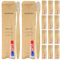 DincherBel Bamboo Toothbrushes Kit Bulk, Disposable Toothbrushes with Toothpaste(6g), Individually Wrapped Toiletries Amenities for Hotel, Airbnb, Homeless, Shelter, Camping and Travel (100 Pack) - style: 100 Pack(Bamboo)