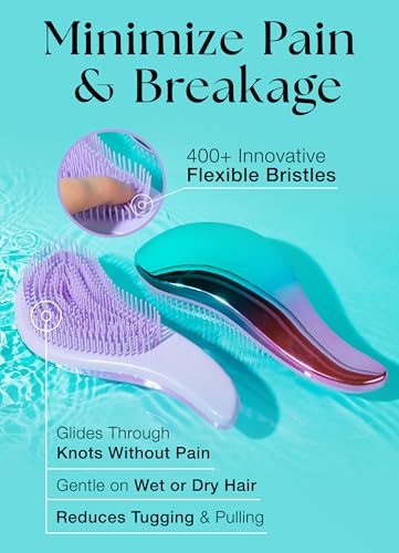 Lily England Detangler Hair Brush for Curly, Thick, Straight & Natural Hair - Gentle Detangling Brush for Women, Kids & Toddlers with Flexible Bristles - Smooth Hairbrush for Wet & Dry Hair, Ombre - color: Ombre