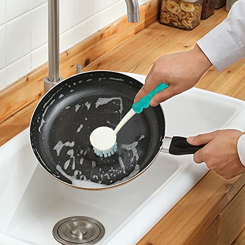 6 PCS Cleaning Brush, Scrub Brush Set for Kitchen and Bathroom Household Use with Various Brushes for Cleaning Dishes, Tiles, Corners and Floors Sky Blue - color: Blue