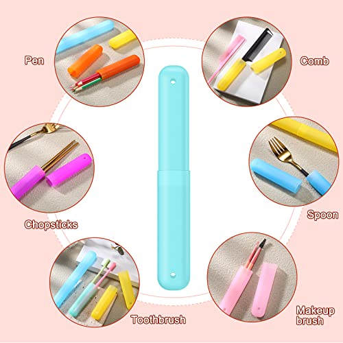 60 Pieces Plastic Toothbrush Holders Portable Travel Toothbrush Case Cover Protector Case Holders for Indoor Outdoor Travel Trip Home Camping School (Colorful) - color: Colorful
