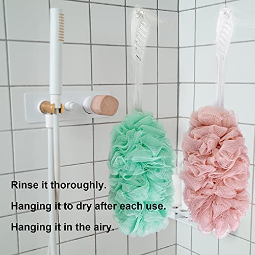 PPHAO - Loofah on a Stick for Men & Women - Bath Brush with Long Handle - Plastic Loofah Sponge - 2Pack in Green & Pink - style: Green and Pink