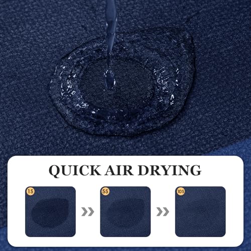 ACCUMTEK Non Slip Bath Mat, Thin Bathroom Rugs Fit Under Door, Quick Dry Bath Mats, Machine Washable Bath Rugs for Bathroom, Bathtub & Kitchen, Bathtub, Dark Blue/Bordered/48 x20 - color: Dark Blue, size: 1'8" x 4' (Rectangular)