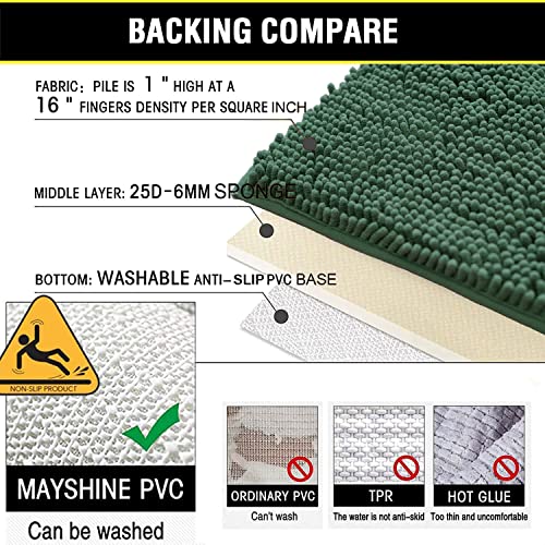 BOANKODU Bathroom Rugs Sets 2 Piece, Extra Soft Chenille Bath Mat Absorbent Bathroom Rug, Bathroom Mat with PVC Non-Slip Bottom, Machine Washable Bath Rugs (32x20 Inch + 24x16 Inch, Dark Green) - color: Dark Green, size: 16" x 24" + 20" x 32" (Rectangular