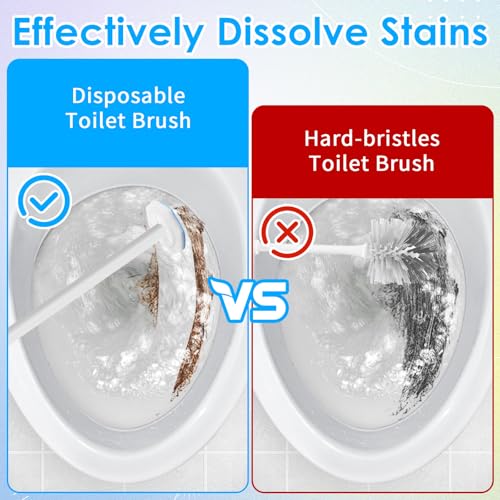 Ptwola 50 Count Disposable Toilet Wand Refills Toilet Bowl Cleaner Scrubber Brush Refills Pads Bathroom Deep Cleaning Replacement Sponges Wand Head Compatible with Most Toilet Brushes