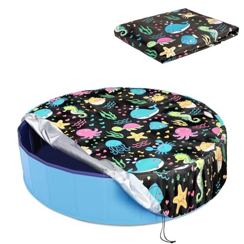 Foldable Round Dog Swimming Pool Cover, for 32 "/63“/48” Collapsible Outdoor Tub, PVC Coating Waterproof and UV Protection, Leakproof Washable Kiddie Pet Small Paddling Bath Accessories - size: L-63*12 inch