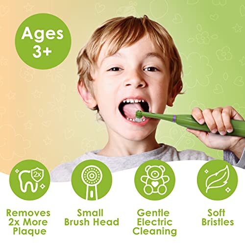 Brusheez Kids’ Electric Toothbrush Set - Safe & Effective for Ages 3+ - Parent Tested & Approved with Gentle Bristles, 2 Brush Heads, Rinse Cup, 2-Minute Timer, & Storage Base (Snappy the Croc) - color: Snappy the Croc