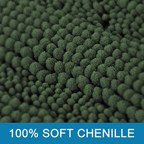 H.VERSAILTEX Bathroom Rugs Bath Rugs for Bathroom Non Slip Bath Mats Extra Thick Chenille Striped Rug 17" x 24" Absorbent Soft Shaggy Washable Dry Fast Bath Mats for Bath Room Floor - Bronze Green - color: Bronze Green, size: 17" x 24"