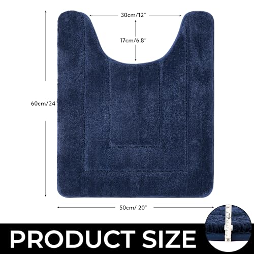 GRANNY SAYS Bathroom Toilet Rugs U Shaped, Bath Mats for Bath, Bathroom Rugs Non Slip Washable, Absorbent Microfiber Toilet Mat, Soft Plush Shaggy Bath Carpet, 20" x 24", Blue - color: Deep Blue, size: 1'8" x 2' (U-Shaped 20" x 24")