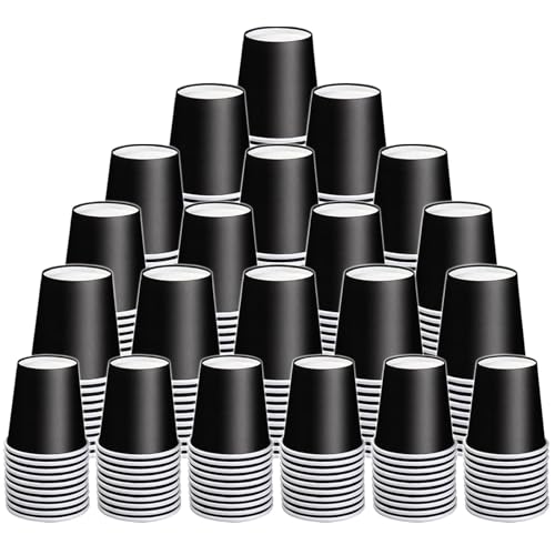 300 Count 3 Oz Mouthwash Cups, Black Disposable Bathroom Cups, Disposable Paper Cups, Small Disposable Cup, Espresso Cup for Party Travel Picnic BBQ - color: Black, size: 300 Count