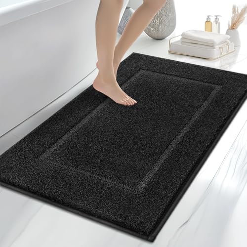 anllugs Bathroom Rugs 30" x 46", Non-Slip Extra Soft Absorbent Bath Rugs, Machine Washable Quick Dry Bath Mats for Bathroom Floor, Shower, Bathtub and Sink, Black - color: Black, size: 30" X 46"
