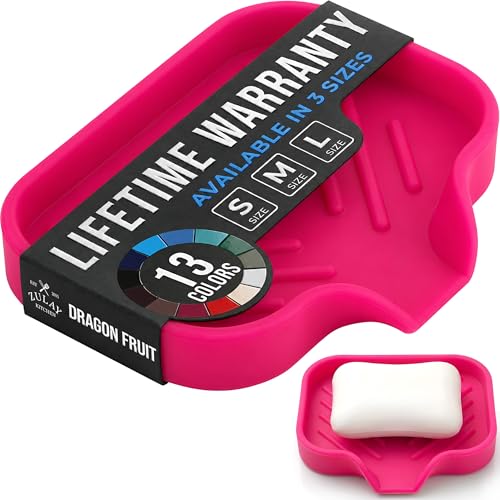 Zulay Kitchen Small Silicone Sponge Holder (4.9x3.3”) – Space-Saving Sink Organizer Tray for Sponge, Soap, Brush & More – Compact Non-Slip Dish for Kitchen & Bathroom (Dragon Fruit) - color: Dragon Fruit (Small), size: Small (4.9x3.3)