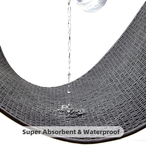 TYUU Bathroom Runner Rugs, Long Bath Mat Runner Washable Thin Quick Dry Low Pile Bathroom Runner Rugs Non Slip, Dark Grey 16"x60" - color: Dark Grey, size: 1'4" X 5' (Runner)
