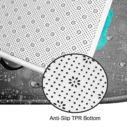 Teal Rose Shower Curtain Set Bathroom Rugs Flower Aqua Bath Mat Non-Slip Soft Toilet Lid Cover Absorbent Bath Rug Kitchen Floor Carpet 60x72 Inch - color: Teal