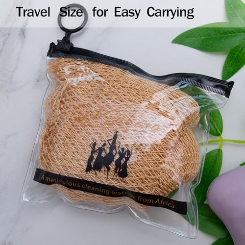 SubSahara Authentic African Net Sponge - 2 Pack Exfoliating Bath & Shower Loofah Sponge for Body & Face, Gentle Scrubber for All Skin Types, Travel, Durable - color: Golden & Milky White