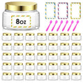 36 Pack 8 oz Plastic Cosmetic Containers With Lids Refillable Clear Empty Travel Jars Containers for Body Butter,Sugar Scrubs,Cream,Lotions,Candy, Waterproof Label&Spatulas - (Gold) - color: Clear-Glod Lid, size: 8 OZ