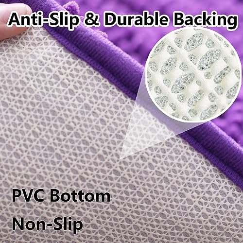 Bathroom Rugs Sets 2 Piece, Extra Soft Chenille Bath Mat Ultra Absorbent Bathroom Rug, Bathroom Mat with Sturdy PVC Non-Slip Bottom, Machine Washable Bath Rugs (20x32 Inch + 16x24 Inch, Purple) - color: Purple, size: 16" x 24" + 20" x 32" (Rectangular)