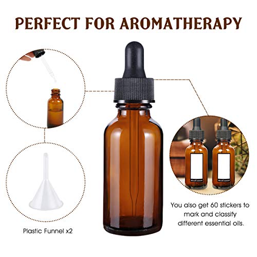 Eternal Moment 1 oz Eye Dropper Bottle(48 Pack), 30ml Amber Glass Bottles with Glass Eye Dropper for Essential Oils, Chemistry Lab Chemicals, Colognes & Perfumes - size: 1 Ounce