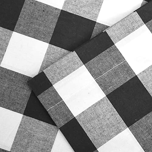 3 Pc Cotton Classic Country Farmhouse Kitchen Window Curtain -Black & White Buffalo Check Tier & Valance Set, 54" x 18" / 27" x 24" - color: Plaids Black&white, size: 27"W x 24"L (Pack of 3)
