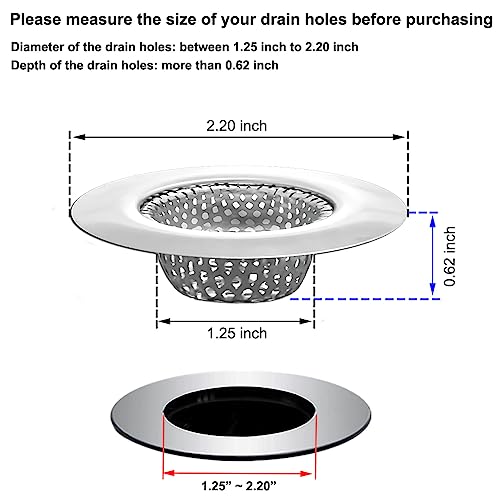 Seatery 1.25" Small Drain Strainer, Sink Drain Hair Catcher, Bathroom Sink Strainer, 2PCS Drain Mesh Baskets for Laundry, Mop Pool, Utility, Slop, RV Sink, Stainless Steel Drain Filter - size: 1.25 inch