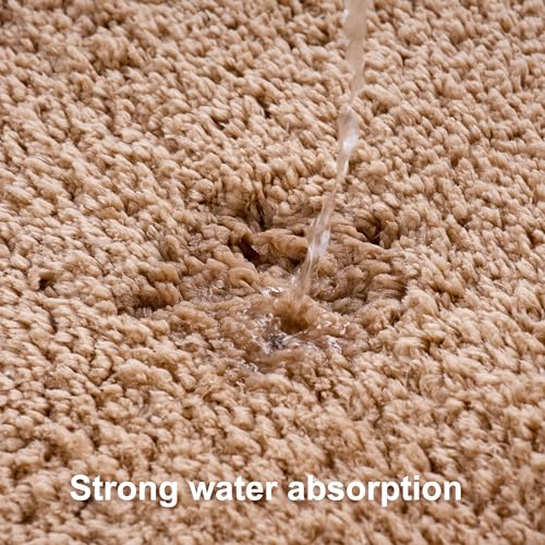 3 Pieces Luxury Bathroom Rug Set with U-Shaped Toilet Rug, Non-Slip Rubber Bottom, Thick Microfiber Fluffy Plush, Water Absorption, Quick Dry, Ultra Soft, Bath Mats for Bathroom, Tub(Beige) - color: Beige