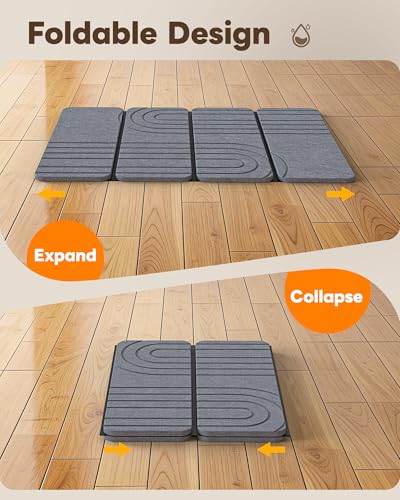 Foldable Diatomaceous Earth Bath Mat, Quick-Dry Stone Bathroom Mat, 60cm x39cm x0.9cm No Slip Absorbent Mat for Bathrooms, Households, and Kitchens