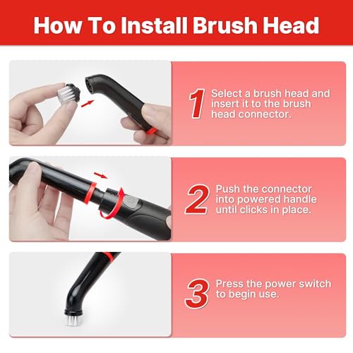 Shop-Vac Electric Spin Scrubber with 2000RPM Motor, 90Min Long Runtime with 5 Replaceable Head, LED Display and IPX6 Waterproof, Cordless Electric Scrubber for Cleaning Grout, Tile, Bathroom, Kitchen