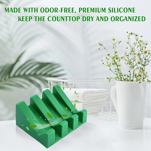 Self Draining Soap Dish Holder,Silicone Soap Dish,for Bathroom,Kitchen, Sponges，Can Extend Soap Life，Keep Soap Bars Dry and Easy Cleaning (Deep Green,1-Pack) - color: Deep Green,1-pack