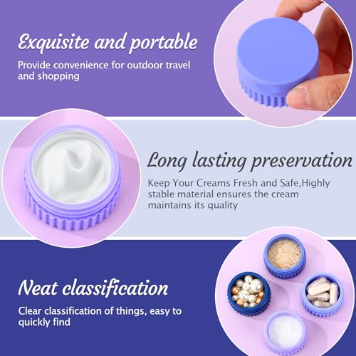 Maxcheck 4 Pcs Travel Containers for Toiletries 0.68 Oz/20 ml Small Silicone Cream Jar with Lid Mini Leakproof Lotion Jar Refillable Travel Cosmetic Container for Face Body Skin Cream (Blue Color) - color: Blue Color
