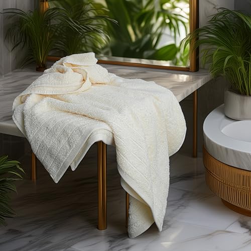 Tens Towels Pack of 4 Extra Large Bath Towels 30 x 60 Inches, 100% Cotton, Larger & Lighter Weight, Quicker to Dry, Super Soft and Absorbent, Perfect for Bathroom, Cream - color: Cream