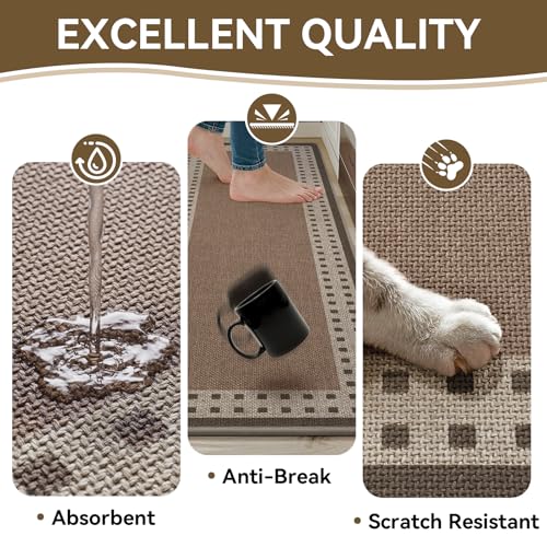 Kitchen Mats for Floor, 17''x59'' Washable Absorbent Kitchen Mat Non Slip, Braided Kitchen Runner Rug, Kitchen Sink Rug, Brown - color: B Graphic Brown, size: 17''x59''