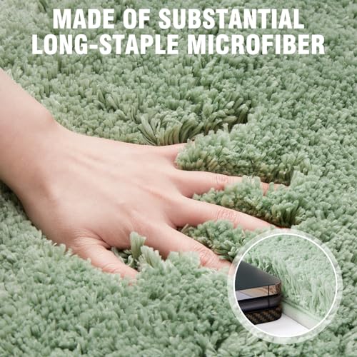 TECHMILLY Super Soft Shaggy Bathroom Rugs, Absorbent Thick Non Slip Microfiber Bath Rugs, Quick Dry Machine Washable Bath Mat for Bathroom Floor, Bathtub and Shower 24"x36" Sage - color: Sage, size: 24'' x 36''