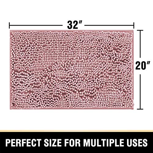 H.VERSAILTEX Bathroom Rugs Bath Mat Bath Rugs Bath Mats for Bathroom Non Slip Extra Thick Buncy Soft Chenille Bath Rug Fulffy Shag, Indoor Rug Carpet for Entry Living Room (Coral Pink, 20" x 32") - color: Coral Pink, size: 20" x 32"