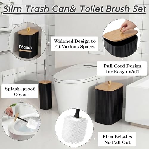 Bathroom Accessories Set - Bathroom Set with Shower Curtain and No Slip Rugs, Trash Can, Toilet Brush Holder Set, Soap Dispenser & Bath Towels - Stylish Bath Decor for Home, Apartment, Black, 25PCS - color: Black