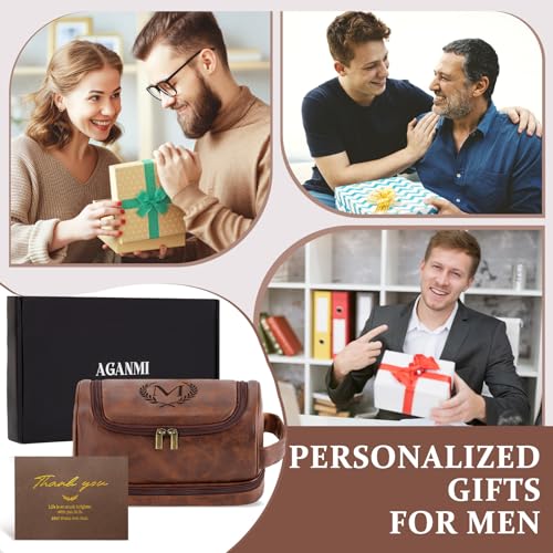 Mens Toiletry Bag Travel Essentials Personalized Monogrammed Initial Gifts for Him, Teacher Coach Appreciation Retirement Thank You Gifts Shaving Bag for Toiletries Accessories, Reddish Brown G - color: Reddish Brown, style: G
