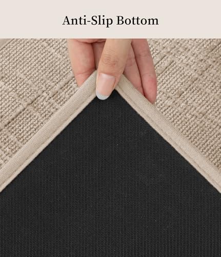 YIHOUSE Bathroom Rugs Sets 2 Piece Beige, 16x24+16x32in | Non Slip, Quick Dry, Absorbent, Washable, Fit Under Door - color: Beige, size: 2 pieces