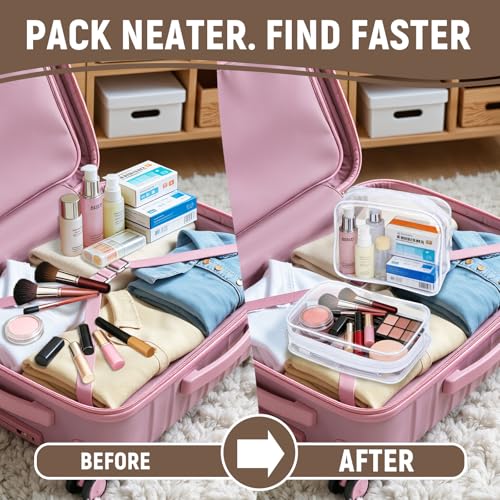 YedsIntu 16 Packs Clear Makeup Bags Cosmetic Storage Bags Waterproof TAS Approved Toiletry Bags PVC Zipper Pouches Organizer Case for Organizing Travel Bathroom