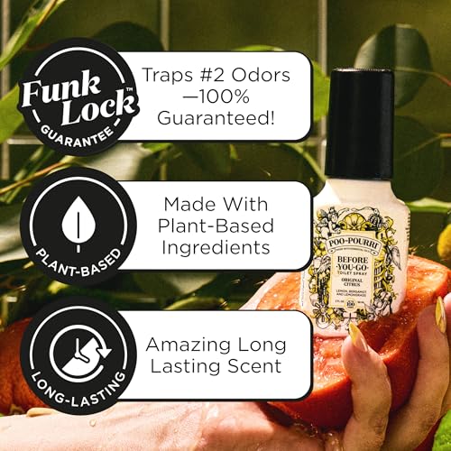 Poo-Pourri Before-You-Go Toilet Spray, Original Citrus, 2 Fl Oz, Up to 100 Uses, Bathroom Odor Deodorizer with Essential Oils for Home or Work, Travel Essentials, TSA Approved Size, Lemon Bergamot - size: 2 Fl Oz (Pack of 1)