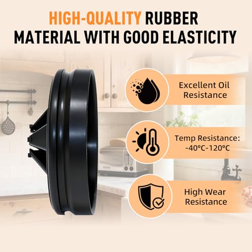 2PCS 3 3/8" Garbage Disposal Splash Guard | Upgraded Noise-Reducing Nitrile Collar Drain Plugs, Sink Baffle QCB-AM Replacement for InSinkErator Evolution Series, Black