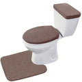 Madeals Toilet Mat and lid Cover Set with Toilet Tank Cover 3 Piece Toilet Set Brown - color: Brown