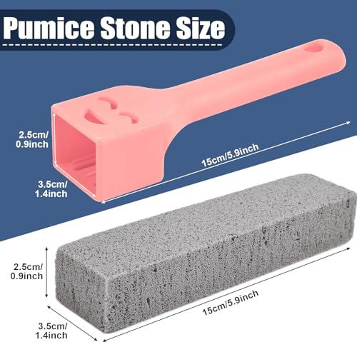 Navona 8 Pack Pumice Stone Scouring Sticks with 2 Universal Handles, Grey Pumice Stone Cleaner for Cleaning Toilets, Bathrooms, Kitchens, Spas and Pools - color: 8-PACK