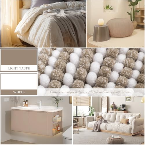 BSICPRO Bathroom Rugs and Mats Sets, 2 Piece Thick Absorbent Chenille Non Slip, Soft Shaggy Floor Mats, Machine Washable (Light Taupe, 20" x 47" Plus 16" x 24") - color: Light Taupe, size: 20" x 47" Plus 16" x 24"