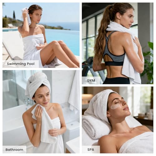 SEMAXE 8-Piece Cotton Bath Towel Set with Hanging Loops for Bathroom, White | Complete starter set for daily showers, sink-side use, small bathrooms, and guest baths, OEKO-TEX certified, easy care - color: A03: White